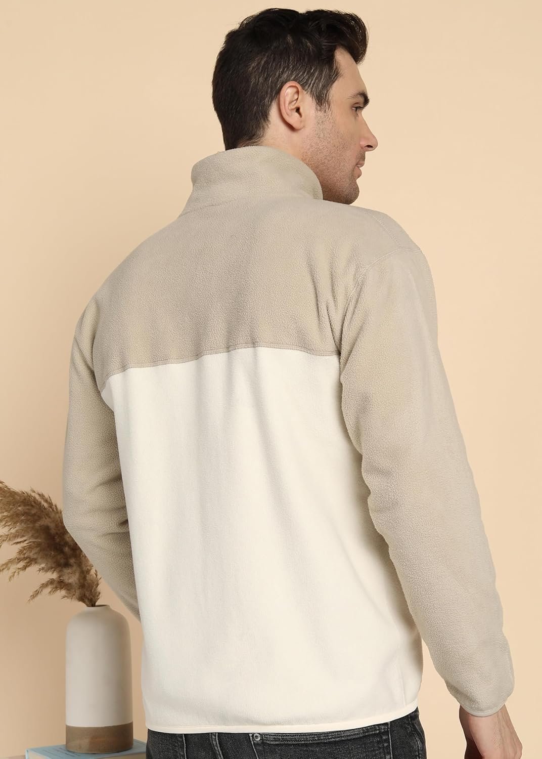 Alan Jones Clothing Men's Fleece Regular Solid Stand Collar Full Zip Jacket - Image 4