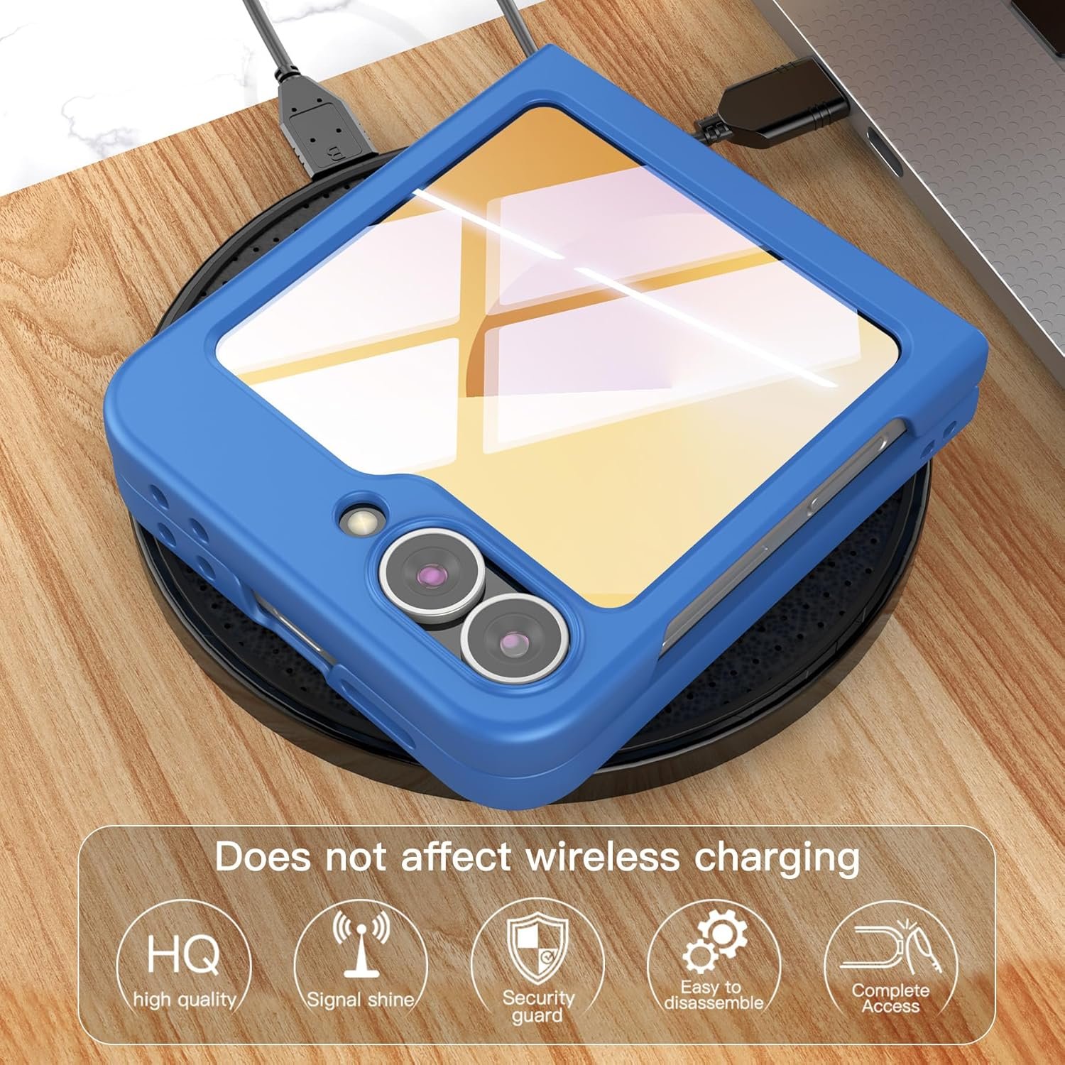 Foluu Slim Fit Case for Samsung Galaxy Z Flip 6, with Front Built-in Screen Protector, Ultra Thin Matte PC Protective Cover for Samsung Galaxy Z Flip6 5G 2024 (Blue) - Image 5