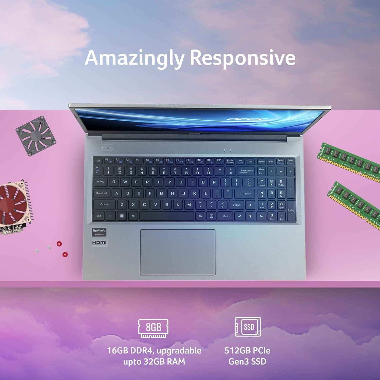 Acer Aspire Lite, Intel Core i5 13th Gen - 1334U, 16GB RAM, 512GB SSD, Full HD 15.6"/39.62 cm, Windows 11 Home, Steel Gray, 1.59 KG, AL15-53, Metal Body, 36 WHR, Thin and Light Premium Laptop - Image 3