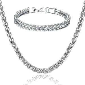 Fashion Frill Silver Chain For Men Fashion Jewellery Double Coated Popular Silver Plated Elegant Necklace Stainless Steel Silver Chains For Men Boys Stylish Chains Necklaces 22 Inches