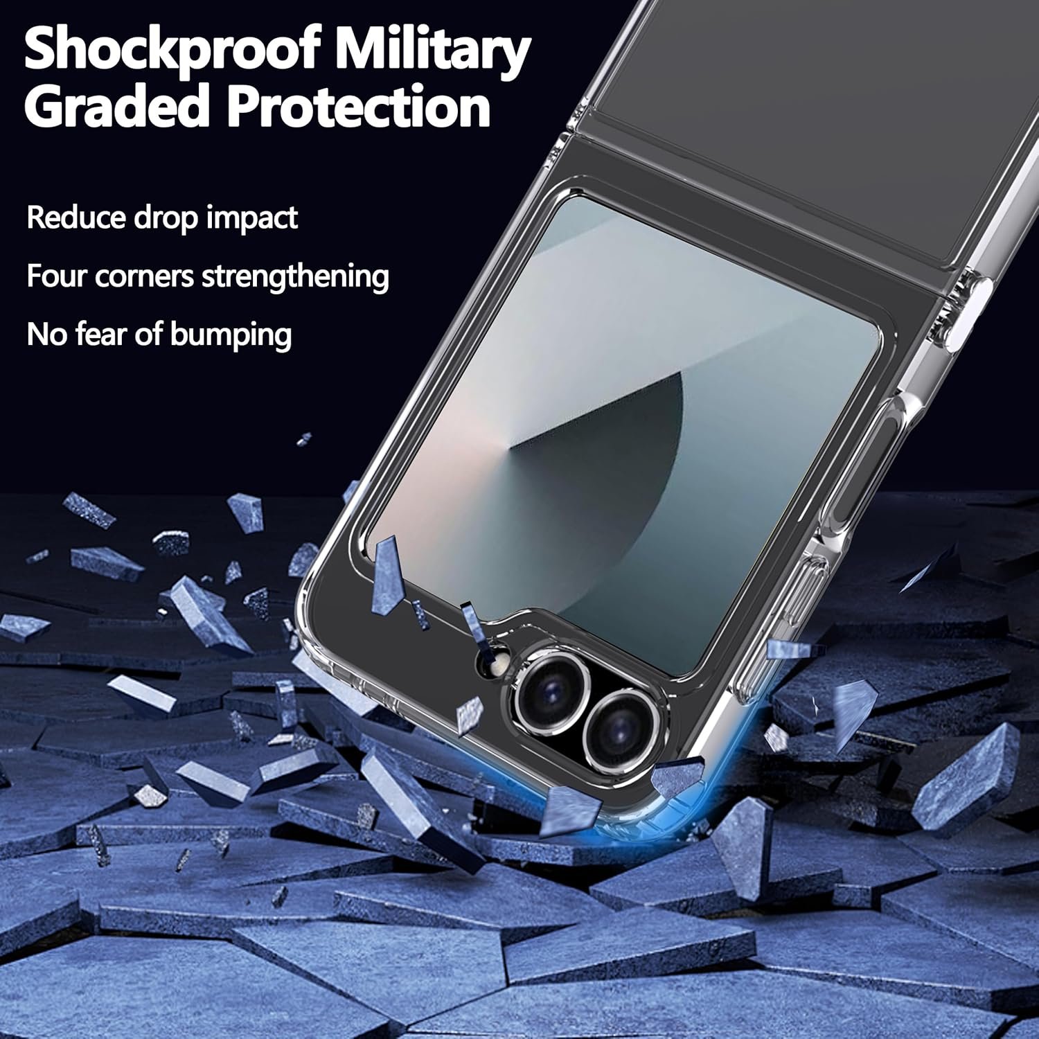 Natbok for Samsung Galaxy Z Flip 6 Case,Ultra-Thin Transparent Hard PC and Soft TPU Cover,Reinforced Corner Bumper Shockproof Phone Case for Galaxy Z Flip 6, Metal Connector Folding Convenient,Clear - Image 3