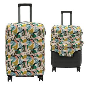 BIGWING Protective Cover in Polyester Fabric with Botanical Print for | 65 cm 24 inch Medium Size | Hard Luggage Trolley Bag Cover (Fits Only On Fiber – Plastic Trolley Bag)