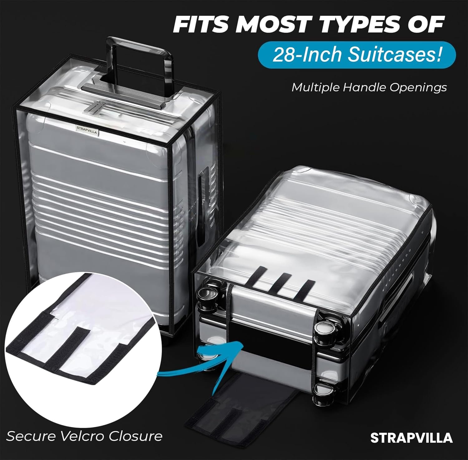 Suitcase Cover - Trolley Cover for Suitcase | Durable Cover for Hard Trolly Bags | Protective Trolley Bag Cover & Luggage Bag Cover - Transparent Waterproof PVC Cover - Combo - Image 3