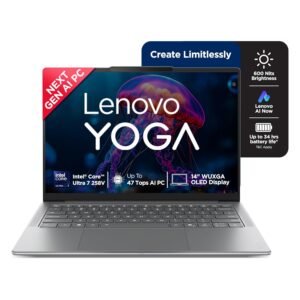 Lenovo Yoga Slim 7 Aura Edition Intel Core Ultra 7 258V,Copilot+ AI PC(32GB RAM/1TB SSD/14(35.5cm)/WUXGA OLED AI Now/47 Tops/Windows 11/Office Home 2024/1Yr ADP/Grey/1.19Kg), 83JX001MIN AI Laptop