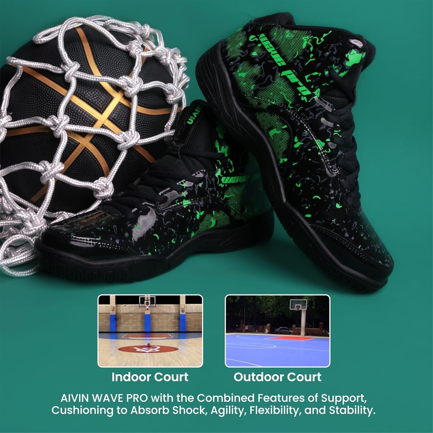 Aivin Wave Pro Men's Basketball Shoes for Men, Durable Rubber Sole, Indoor & Outdoor Court Shoes, Soft Cushion NR EVA Inner Insole, High-Performance Footwear for Basketball - Image 4