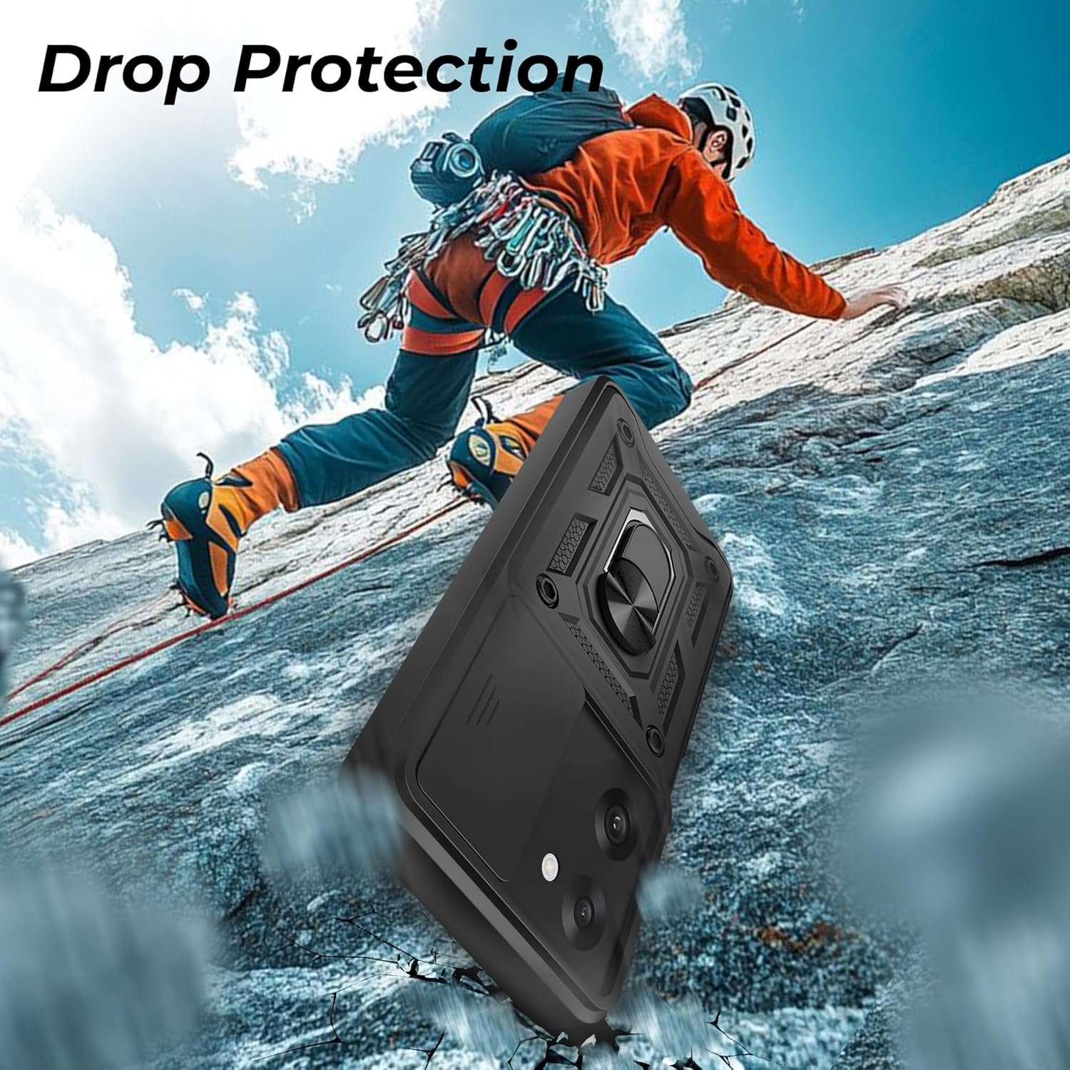 A rtistque Armor Bumper Back Case Cover for OnePlus Nord CE5 5G | Stylish Ring Holder & Inbuilt Stand | Sliding Camera Cover | Shockproof TPU Protective Design | Oneplus Nord Ce 5 Back Cover - Black - Image 2