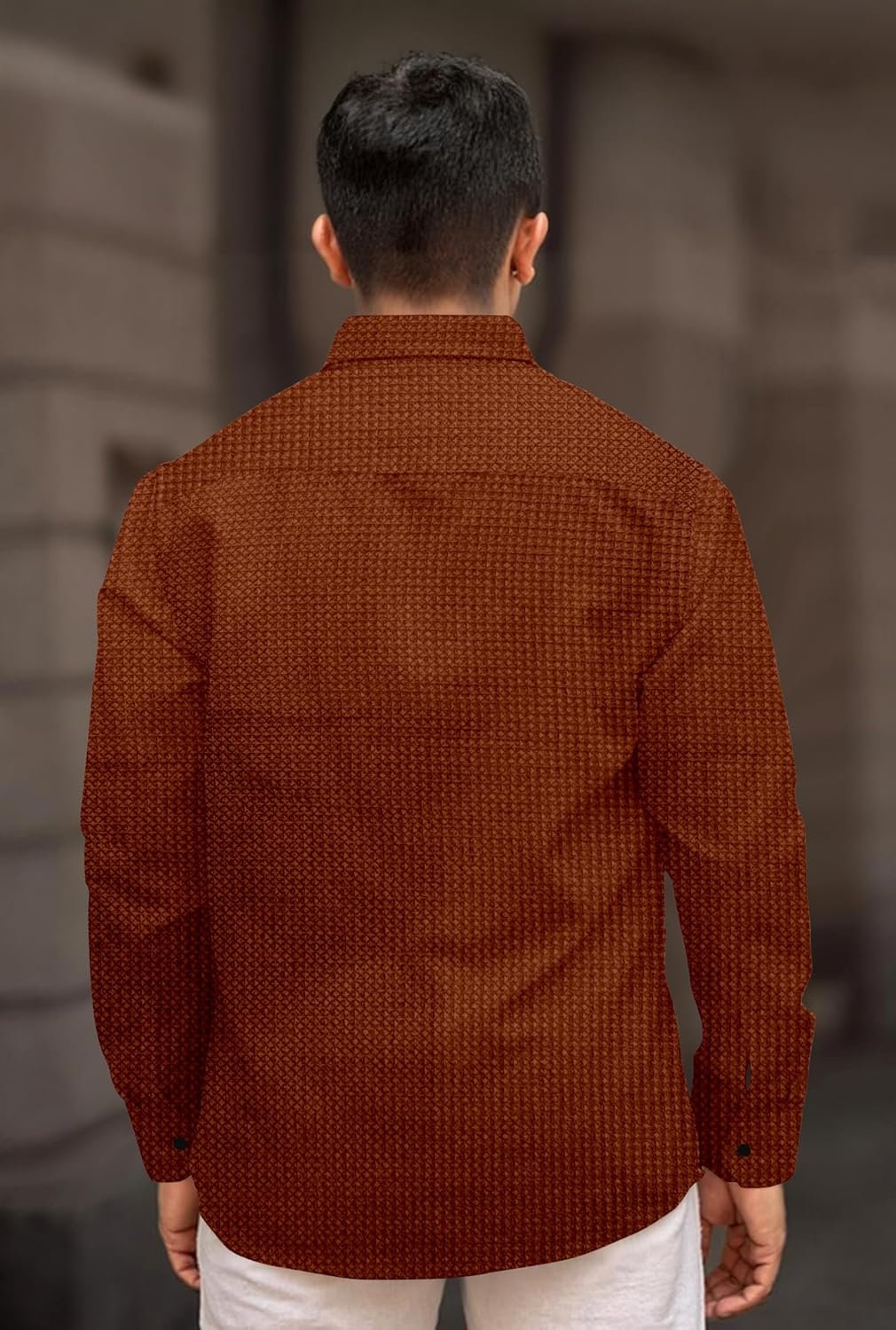 D&B Trends Men’s Full Sleeve Regular Fit Shirt | Waffle Structure Textured Cotton Shirt | Spread Collar Casual Shirt, Party, Wedding, Formal & Outing Wear. - Image 3