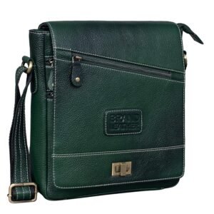 BRAND LEATHER Genuine Leather Sling Bag for Men – Crossbody One Side Bag with Multiple Pockets, Adjustable Shoulder Straps – Messenger Bag Ideal for Travel and Office Use, 1-Year Warranty