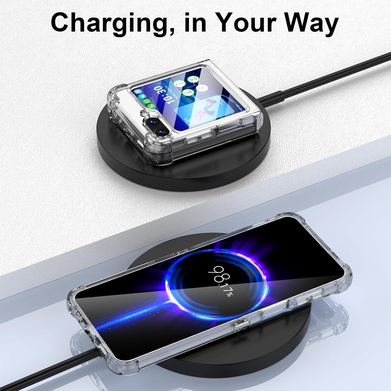 WATACHE for Samsung Galaxy Z Flip 6 Case, Z Flip 6 Case Clear Slim Thin Transparent Shockproof Hinge Soft TPU Flip 6 Phone Case Cover 2024 5G(Clear) - Image 4