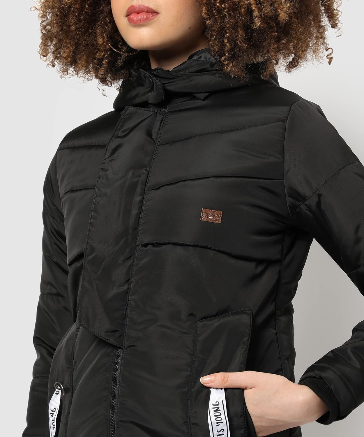 Campus Sutra Women's Polyester Standard Length A-Line Coat - Image 6