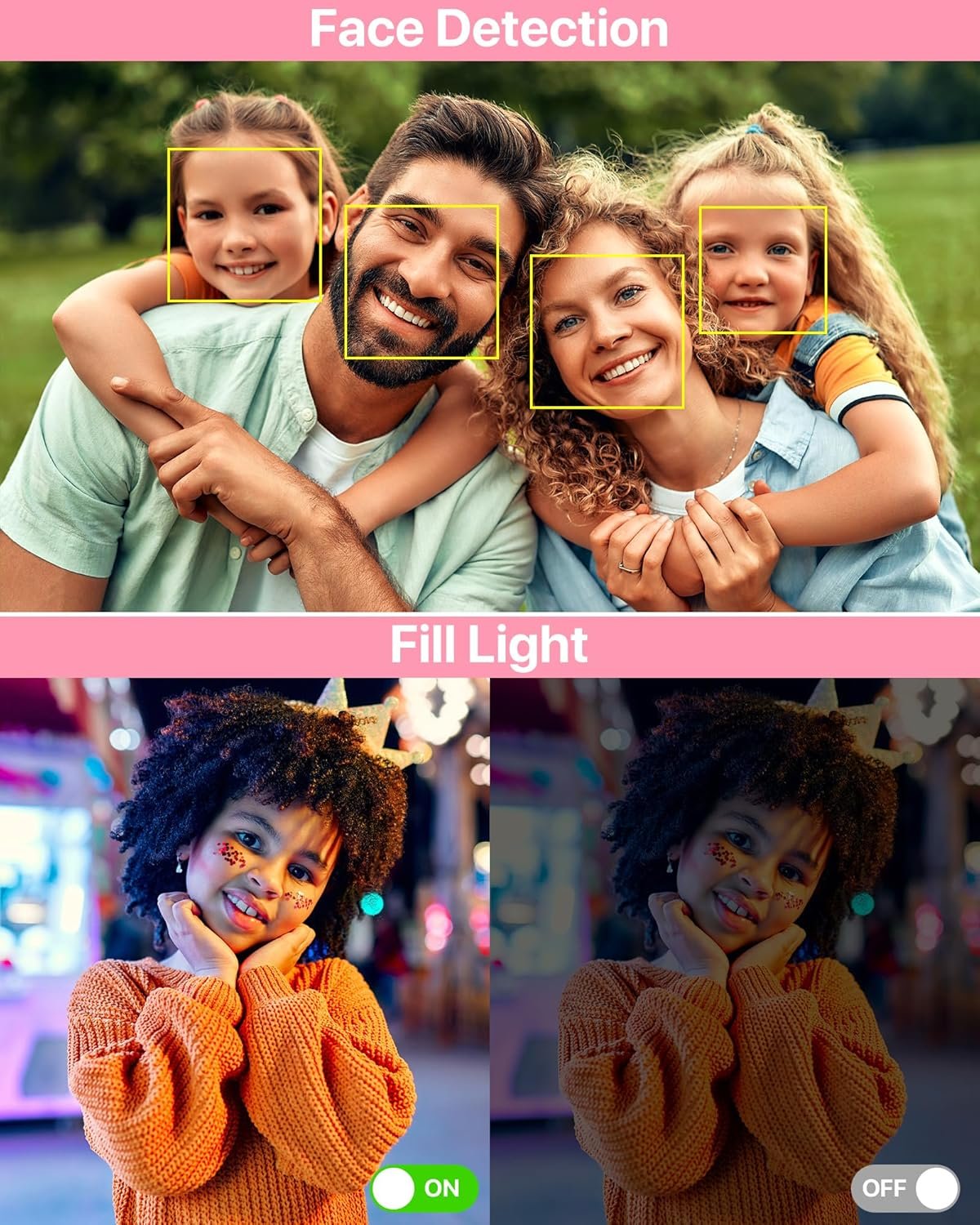 VAHOIALD Digital Camera 1080P FHD Compact Digital Camera 44MP Portable Mini Small Photo Camera with 2.4" LCD Screen, 16X Digital Zoom and 1 Battery Vlogging Camera for Kids, Girls, Boys-Pink, 32 GB - Image 3