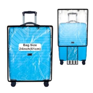 Storite 24 Inch Trolley Bag Cover/Suitcase Bag Cover/Waterproof Dustproof Luggage Cover/Zippered Clear PVC Suitcase Covers Case for Wheeled Luggage Trolley Protective Covers(58 x 29 x 41 Cm)