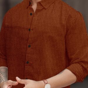 D&B Trends Men’s Full Sleeve Regular Fit Shirt | Waffle Structure Textured Cotton Shirt | Spread Collar Casual Shirt, Party, Wedding, Formal & Outing Wear.
