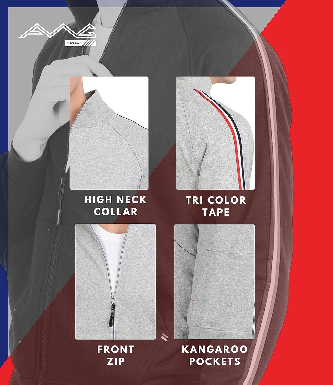 AWG ALL WEATHER GEAR Men's Winter Jacket - Stylish Sports Gym Cotton Sweatshirt With Zip for Bike Riding - Image 4