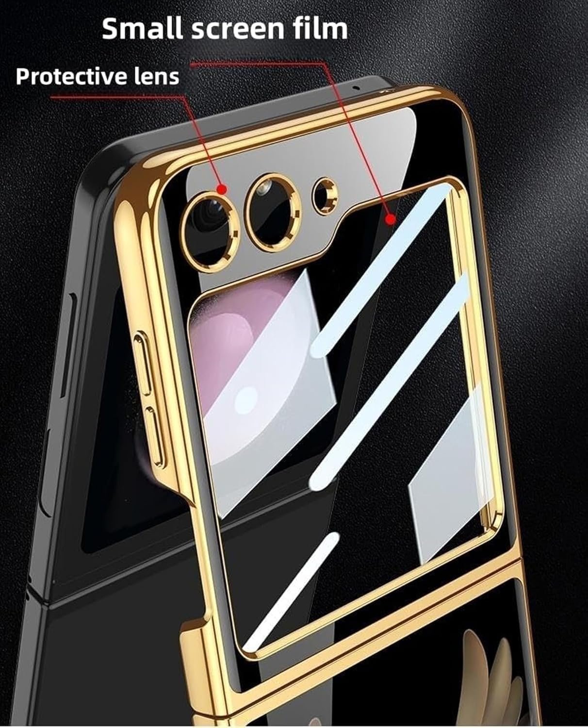 KAPA 9H Glass Back Case for Samsung Galaxy Z Flip6 / Z Flip 6,Ultra Thin Full Body Protection Folding Hard Back Cover, Design Wings - Image 5