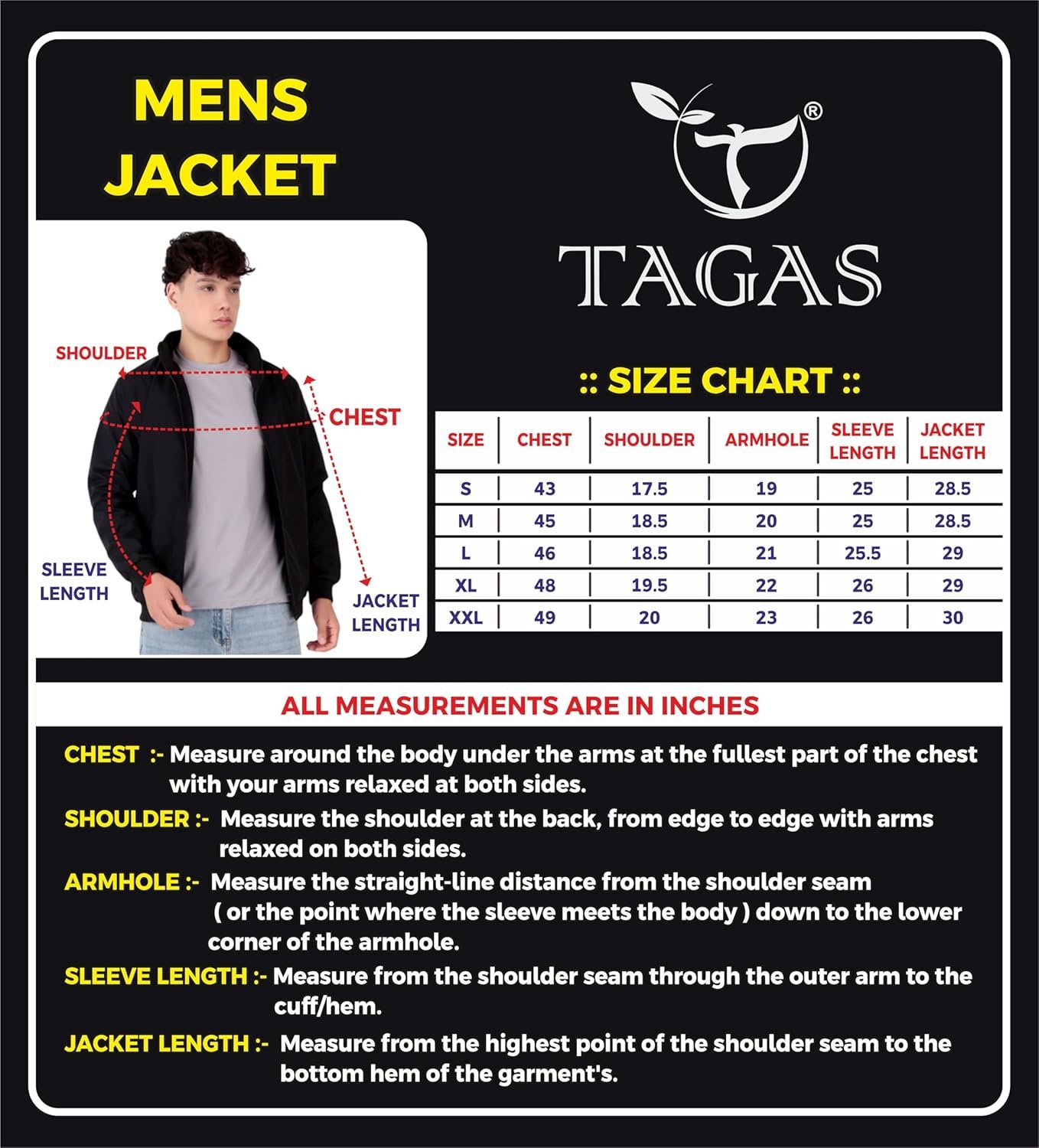 TAGAS Men's Regular Jacket Fit For Casual Wear || Low-Cut Standing Collar || Full Sleeve | Latest Stylish Jacket For Men ||Regular Fit Zip-Up Casual jacket|| bomber jacket for men(MJ-9015) - Image 6