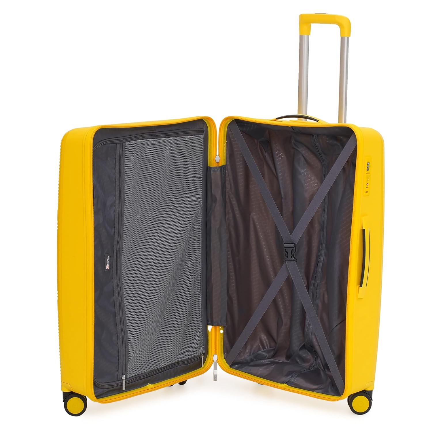 Swiss Military Maze 75CM Hard Trolley Bag, 106L Large Polypropylene Luggage, TSA Lock, 360° Dual Wheels, Anti-Theft Zipper, Branded Interior, Strong Handle, Long Trip Travel Suitcase, 28 inch - Image 7