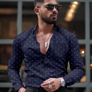 D&B TRENDS Men’s Printed Cotton Blend Shirt – Regular Fit, Wrinkle‑Free, Full Sleeve Casual/Formal Shirt, Machine Washable, Breathable Style