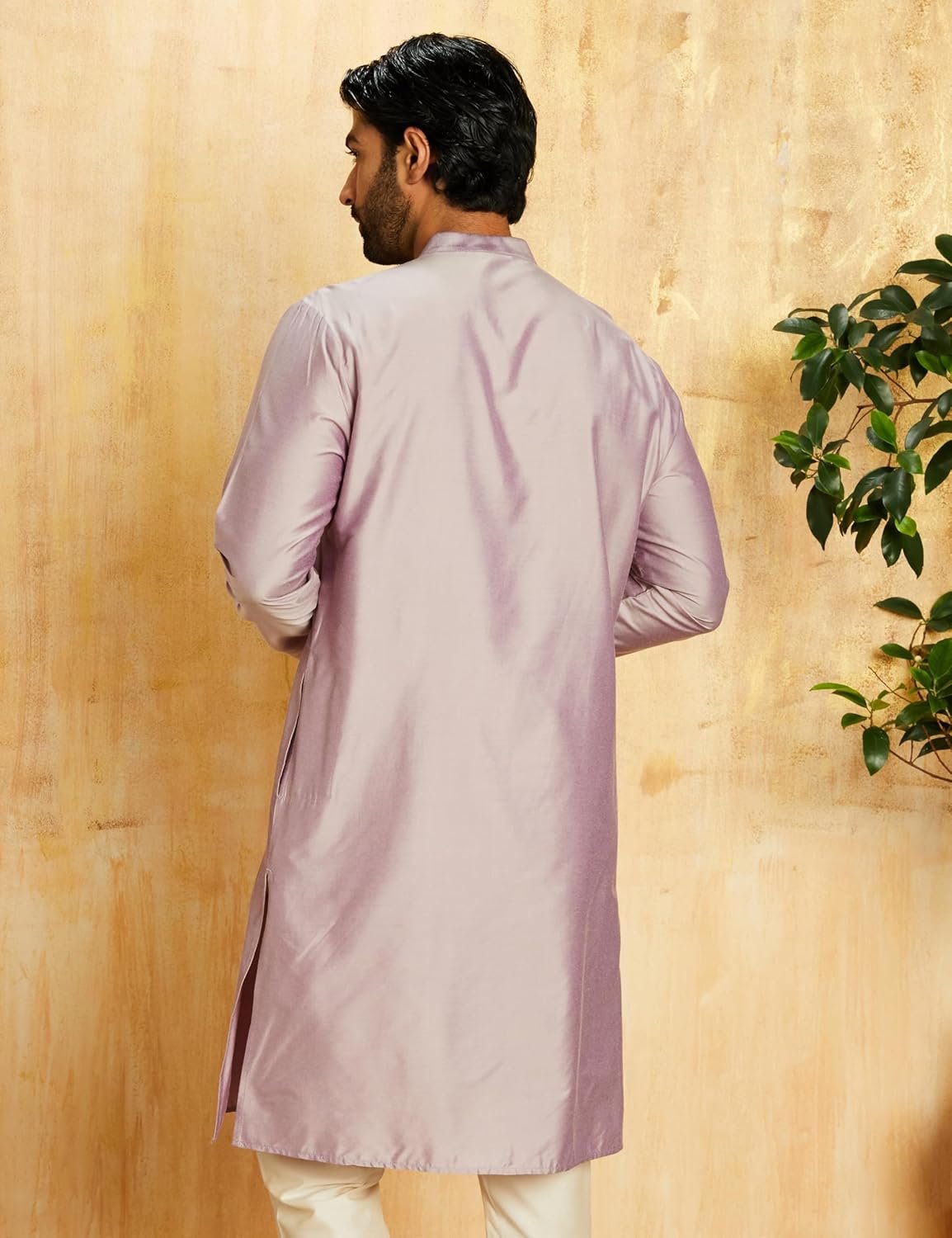 Amazon Brand - Symbol Men's Rayon Blend Solid Regular Festive Embellished Long Kurta - Image 2