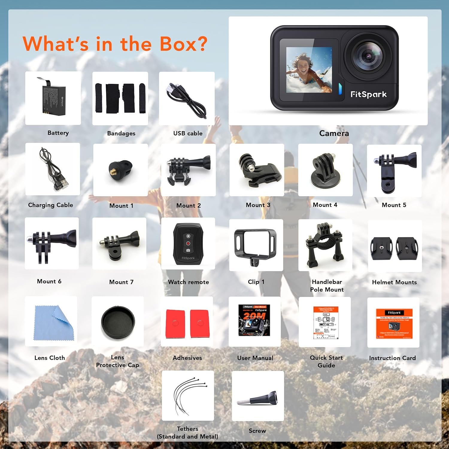 FitSpark Dolphin 1.0 Big 2.20" Full Frame Borderless Display | Real 4K30FPS 20MP Dual Touchscreen WiFi Action Camera | Wireless MIC Support | EIS 3.0 Sony Sensor No.1 Chipset Smart Remote + Full Kit - Image 7