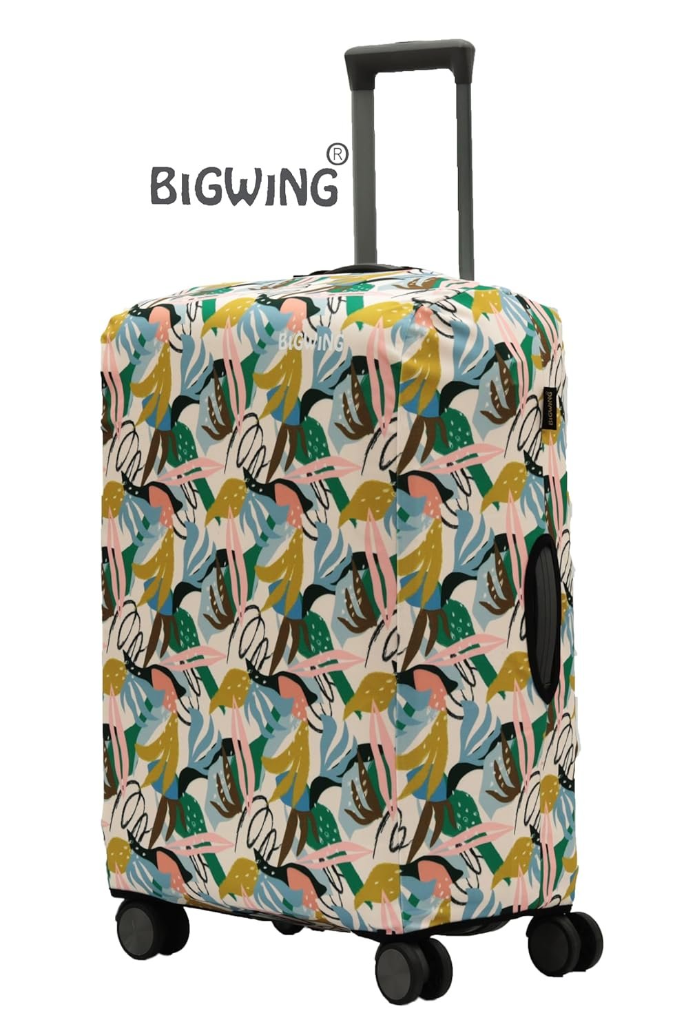 BIGWING Protective Cover in Polyester Fabric with Botanical Print for | 65 cm 24 inch Medium Size | Hard Luggage Trolley Bag Cover (Fits Only On Fiber - Plastic Trolley Bag) - Image 4
