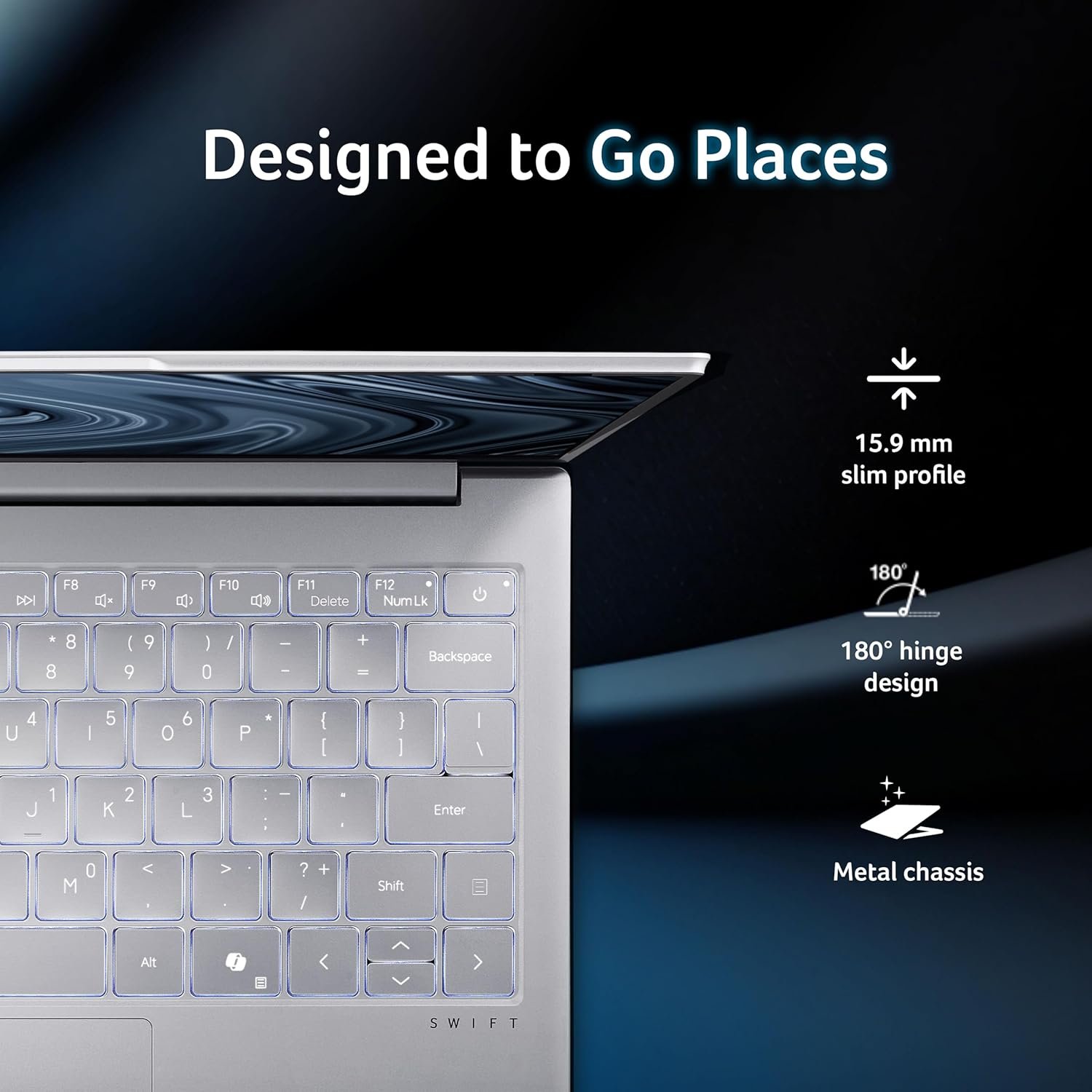 acer Swift Lite 14, Intel Core Ultra 5 115U/16 GB/512 GB/14.1" OLED/Win 11 Home + MSO, Light Silver, 1.1 kg, SFL14-54M, Backlit Keyboard, Premium Thin and Light Laptop - Image 4