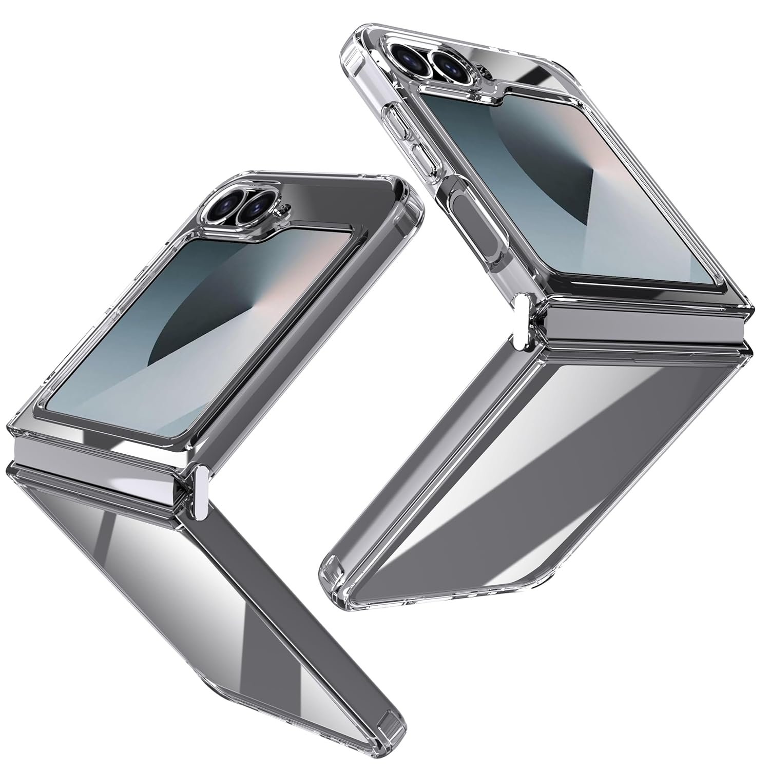 Natbok for Samsung Galaxy Z Flip 6 Case,Ultra-Thin Transparent Hard PC and Soft TPU Cover,Reinforced Corner Bumper Shockproof Phone Case for Galaxy Z Flip 6, Metal Connector Folding Convenient,Clear