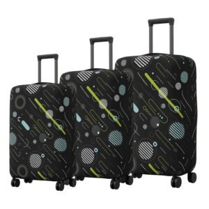 AMPEREUS® Trolley Bag Cover Set of 3 – Stretchless, Waterproof and Polyester Fabric with Geometric Print Luggage Cover for Small, Medium & Large Size Suitcase Luggage Cover (20, 24 & 28 Inch)