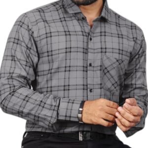 Men Checkered Casual Grey Shirt (PK19SH1095G_Formal-LPT)