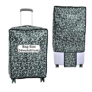 Storite 24-Inch Camouflage Luggage Cover for Medium Suitcase (61 cm) Nylon Protective Trolley Case with Zipper & Transparent ID Pocket(Grey – 56 x 29 x 41 Cm)