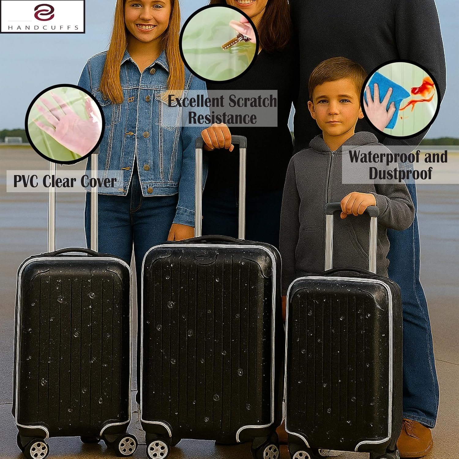 Handcuffs PVC Transparent Luggage Trolley Waterproof Cover|Dust Proof Suitcase & Trolley Bag Cover - 26 Inches - Image 7