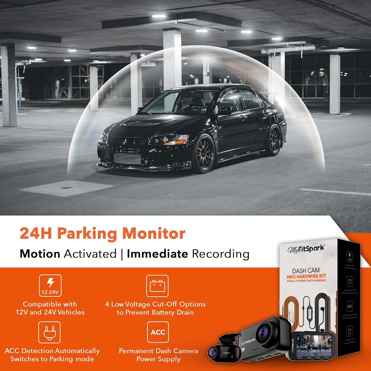 FitSpark DC-101 WiFi Duo 4MP Real 2K Dual Channel Dash Camera | No.1 Novatek AI Chipset | High Definition 2.7" IPS TrueColors Display | Super Night Vision - Image 5