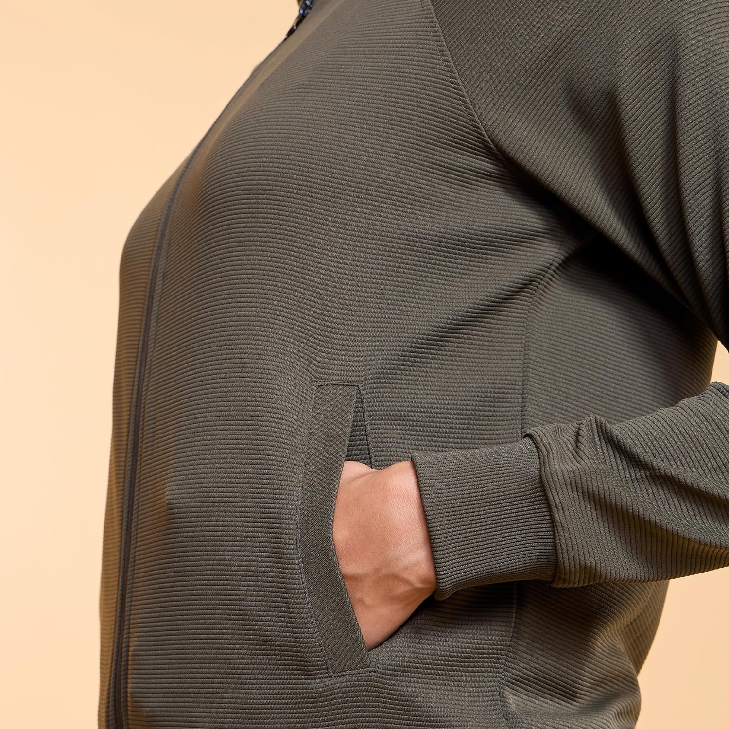 Enamor Full Sleeve High Neck Regular Length Zipper Ottoman Fabric Jacket - Relaxed Fit - A906 - Image 5