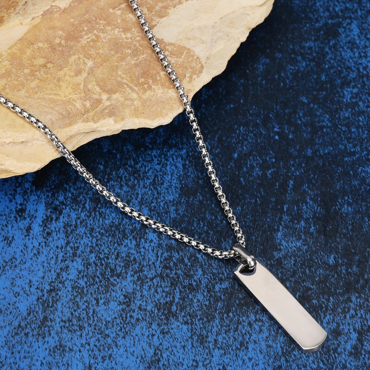 Fashion Frill Silver Chain For Men Stylish Stainless Steel Bar Pendant Necklace Silver Chain Pendant For Men Boys Love Gifts Mens Jewellery