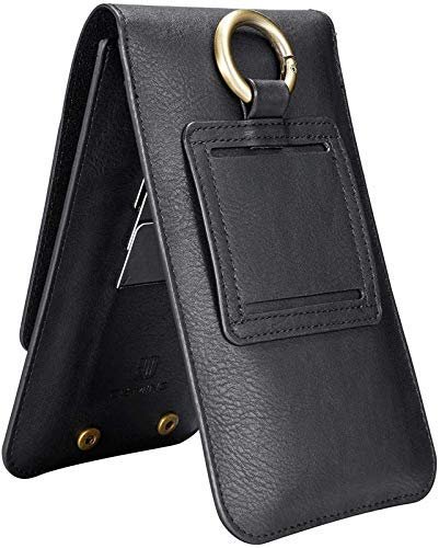 Genuine Leather Royal Double Mobile Pouch Belt Clip Cases Waist Bag Pack for OnePlus Nord CE5 - Black (2 Pocket for 6.5 inch and 5.5 inch Mobile) - Image 4