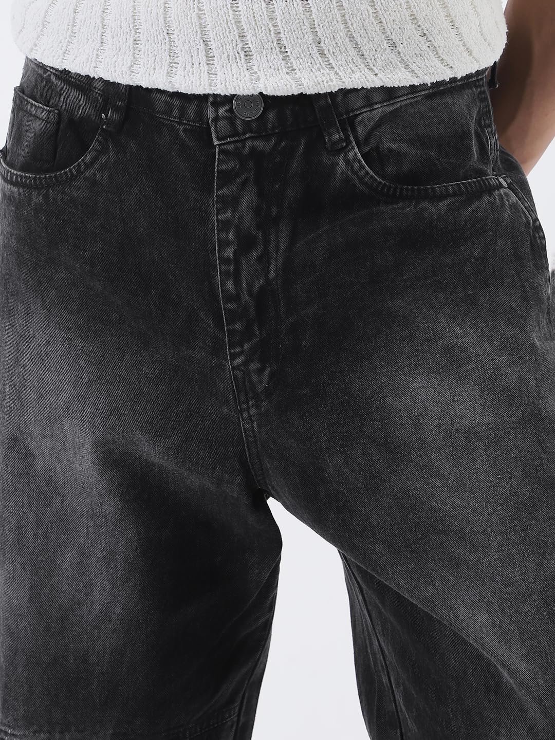 Urbano Fashion Men's Loose Baggy Fit Cut and Sew Panelled Jeans Non-Stretchable - Image 6