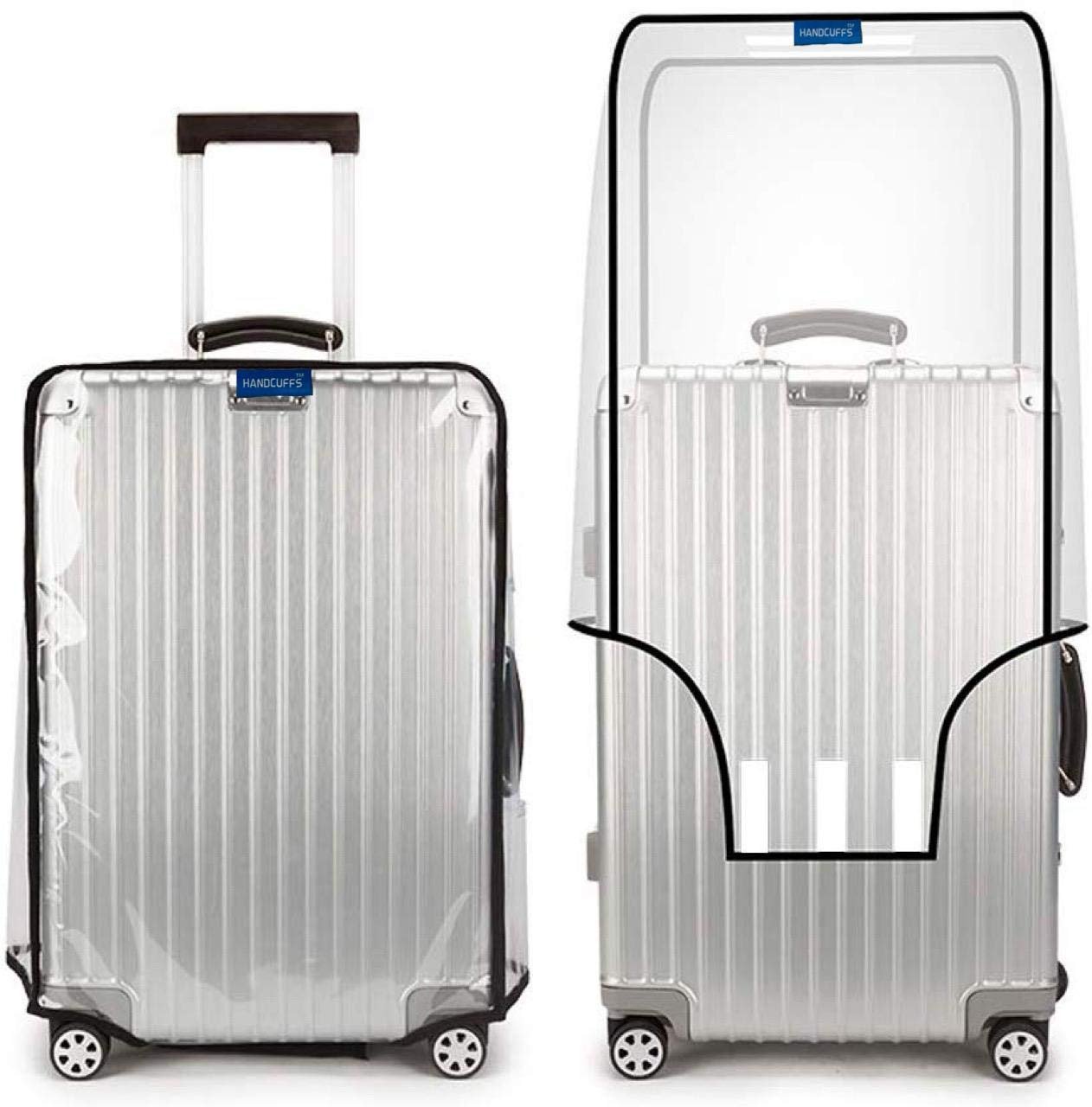 PVC Zippered Clear PVC Suitcase Covers Protectors, Soft Side Waterproof Dustproof 8 Spinner Wheel Suitcase Covers Case for Wheeled Luggage Trolley Protective Covers (Small)