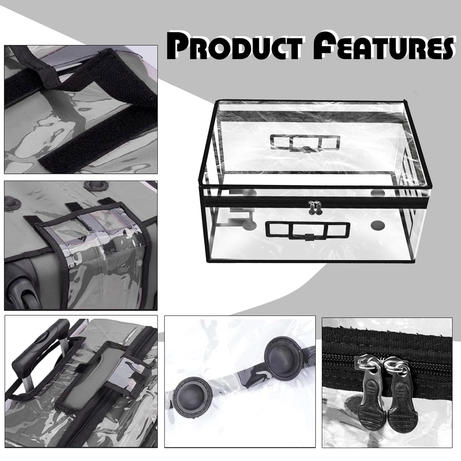 PVC Zippered Clear PVC Suitcase Covers Protectors, Soft Side Waterproof Dustproof 8 Spinner Wheel Suitcase Covers Case for Wheeled Luggage Trolley Protective Covers (Small) - Image 5