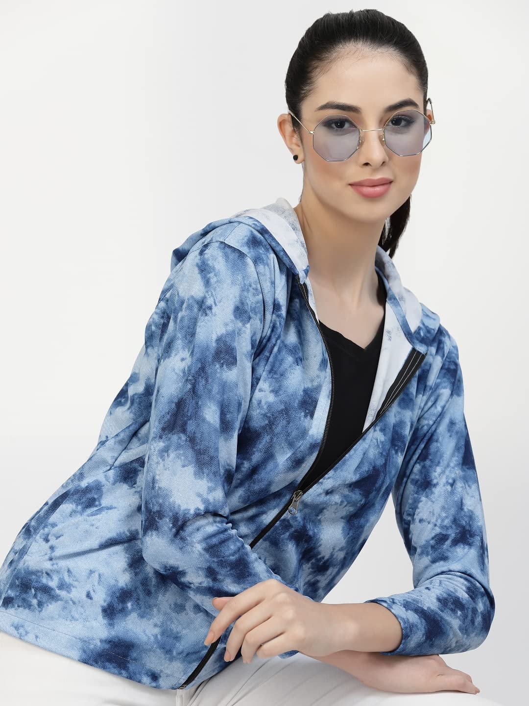 UZARUS Women's Standard Length Polyester Hooded Sports Gym Training Jacket - Image 5