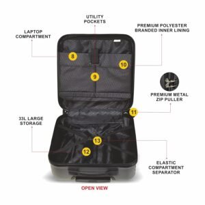 Swiss Military Combo of (LTB9_TB6) 39L Laptop Overnighter Trolley & Toiletry Pouch, Hard-Sided ABS Cabin Size Luggage with 360° Wheels and Multipurpose Black Toiletry Pouch, 15.4” Laptop Compartment