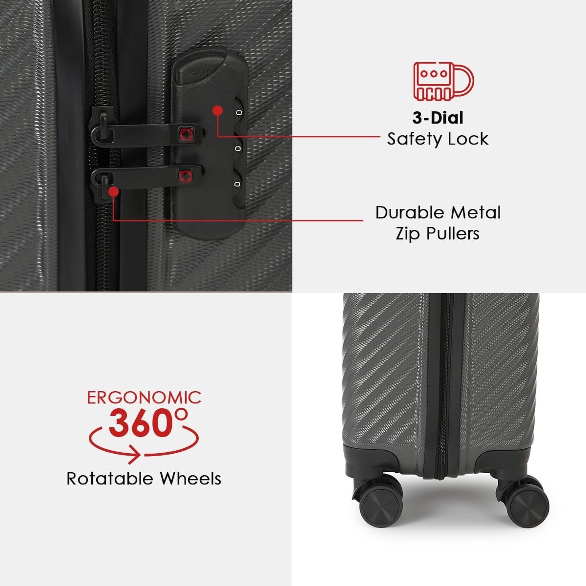 Swiss Military Combo of (LTB9_TB6) 39L Laptop Overnighter Trolley & Toiletry Pouch, Hard-Sided ABS Cabin Size Luggage with 360° Wheels and Multipurpose Black Toiletry Pouch, 15.4” Laptop Compartment - Image 2
