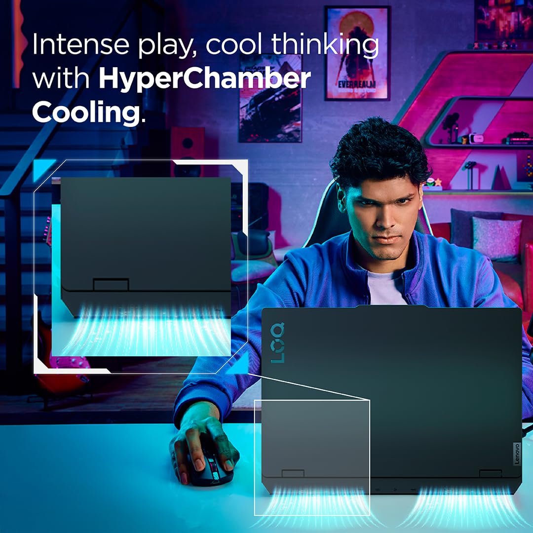 Lenovo LOQ, Intel Core i5 12th Gen 12450HX, NVIDIA RTX 2050 4GB, 12GB RAM, 512GB SSD, 15.6"(39.6cm), Windows 11, Office Home 2024, Grey, 2.4Kg, 83GS00LJIN, 100% sRGB, 3 Mon. Game Pass Gaming Laptop - Image 3