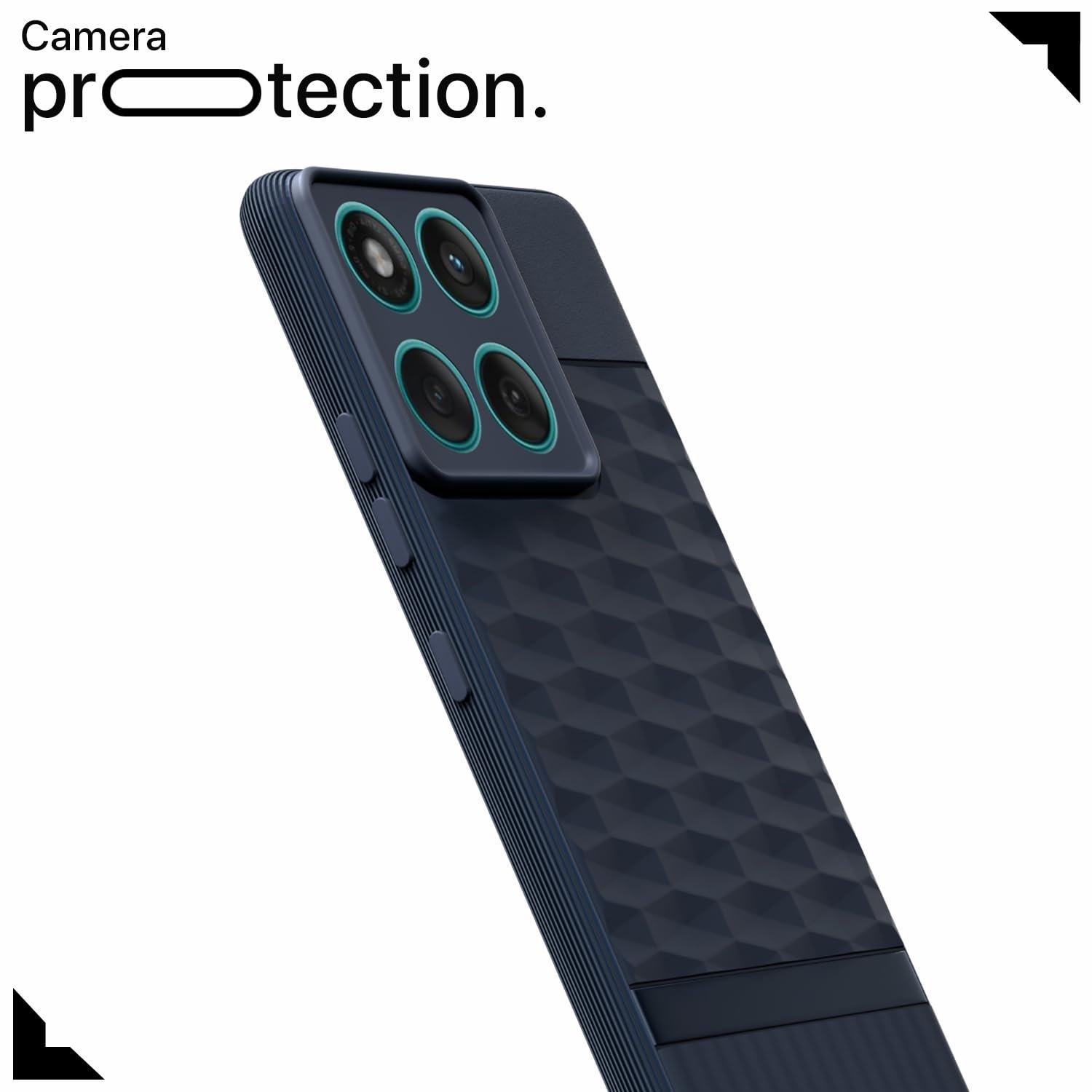 Pikkme Back Cover for Motorola Moto Edge 60 5G / Motorola Moto Edge 60 Fusion 5G Camera Protection 3D Hexa Cube Design Silicone Protective Bumper Case (Blue) - Image 5