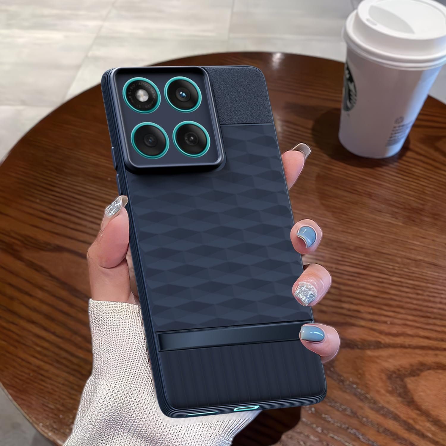 Pikkme Back Cover for Motorola Moto Edge 60 5G / Motorola Moto Edge 60 Fusion 5G Camera Protection 3D Hexa Cube Design Silicone Protective Bumper Case (Blue) - Image 7