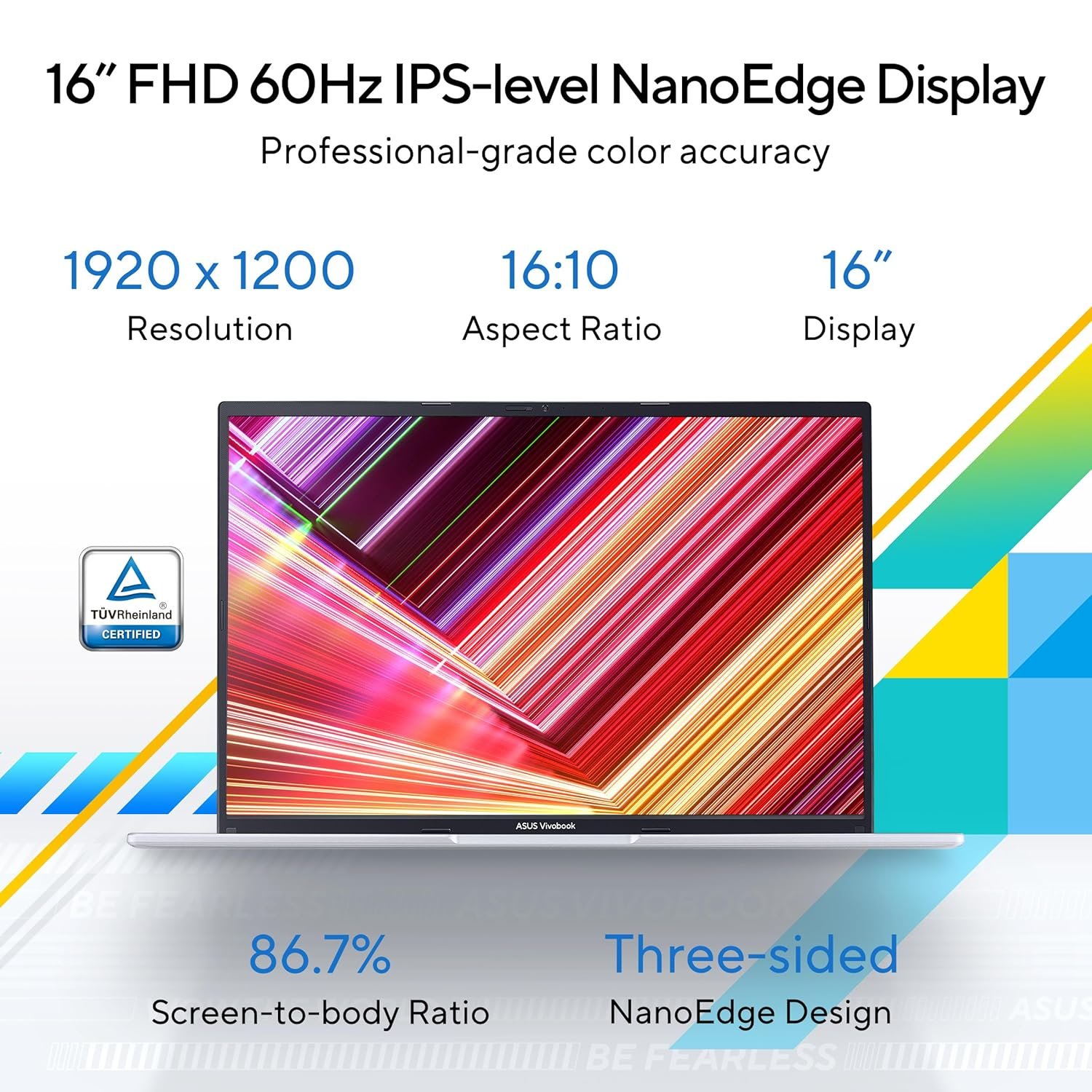 ASUS Vivobook 16, Intel Core i5-12500H, 12th Gen, 16GB RAM, 512GB SSD, FHD+, 16"/40.64cm, Windows 11, MS Office 2021, Silver, 1.8KG, X1605ZAC-MB540WS, Thin and Light Laptop - Image 3