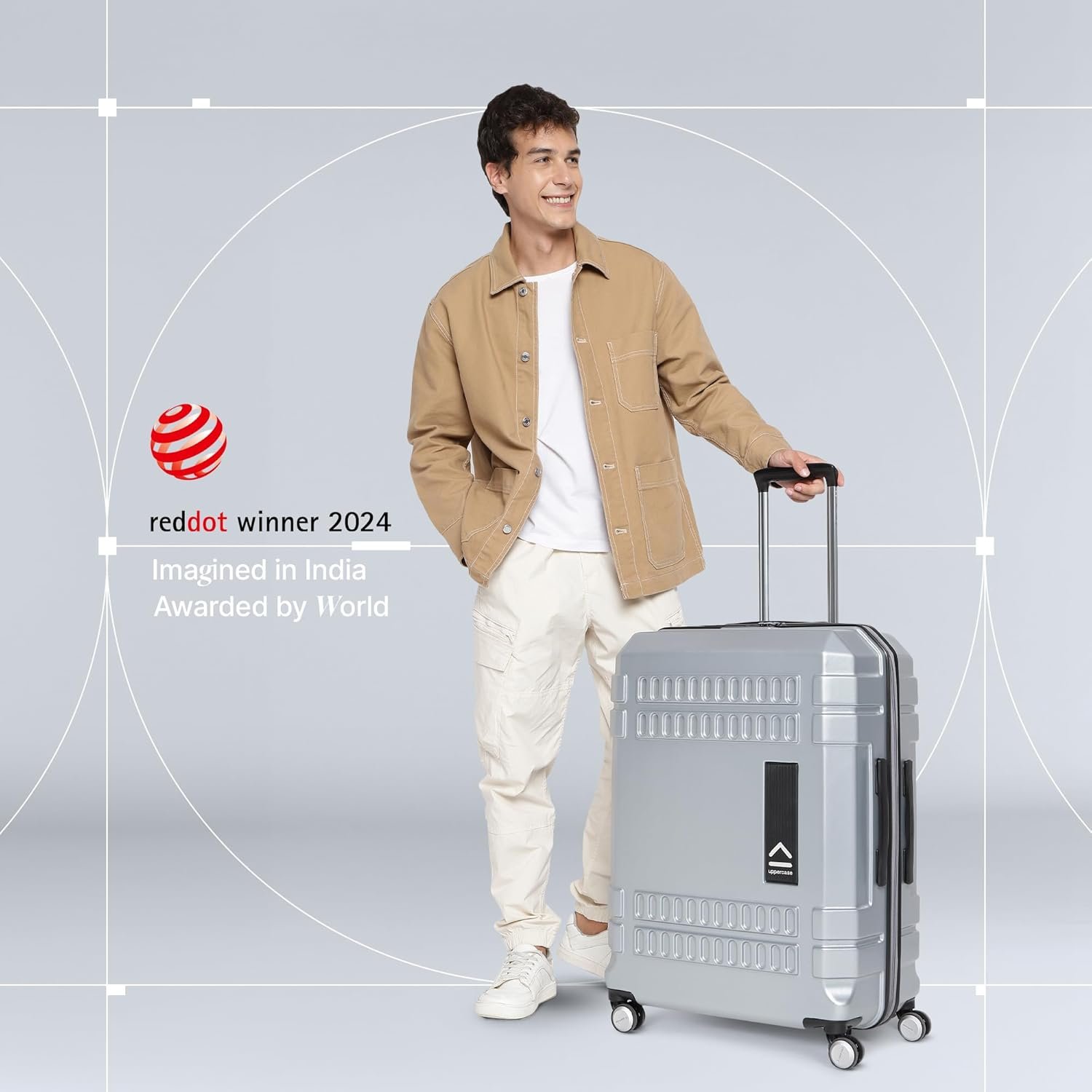 uppercase Bullet, Trolley Bag Set Of 3 (S+M+L) Cabin & Check-In Luggage, Hardsided Polycarbonate Printed Luggage, Tsa Lock Anti-Theft Zippers, 2000 Days Warranty (Silver, 32 X 54 X 74 Cm, Spinner) - Image 7