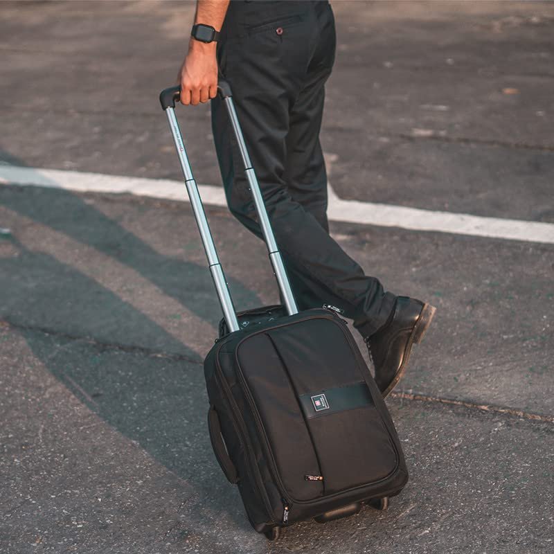 Swiss Military Combo of Luggage Bag, Cabin Luggage, Overnighter Trolley Bags | Ergo 360° Wheels, Telescopic Handle, 23L, Black, Laptop Stand with Cooling Pad, Laptop Stand for Desk, Mesh Body - Image 3