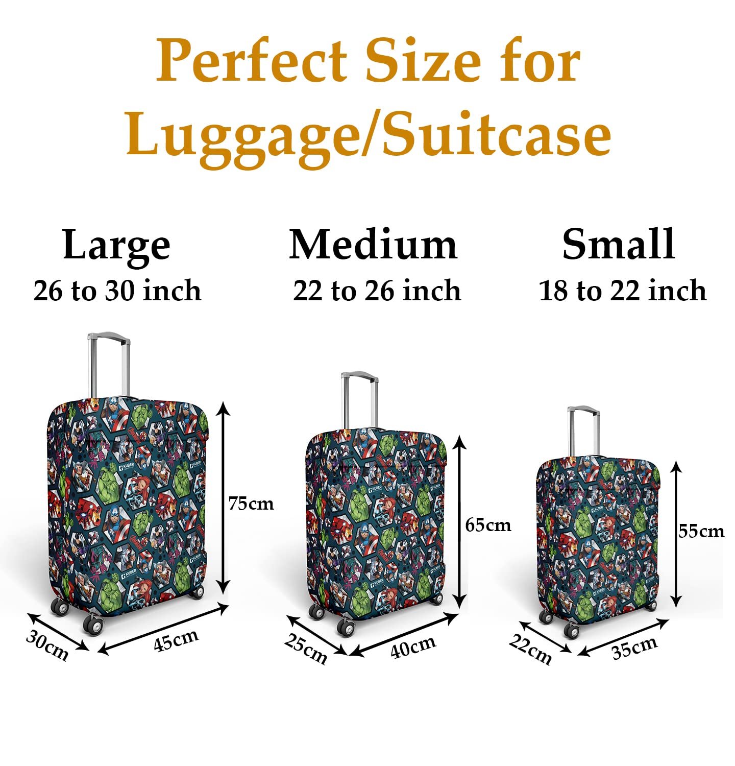 Heart Home Marvel Avengers Luggage Cover|Polyester Travel Suitcase Cover|Washable|Stretchable Suitcase Protector|22-26 Inch|Medium (Blue) - Image 3