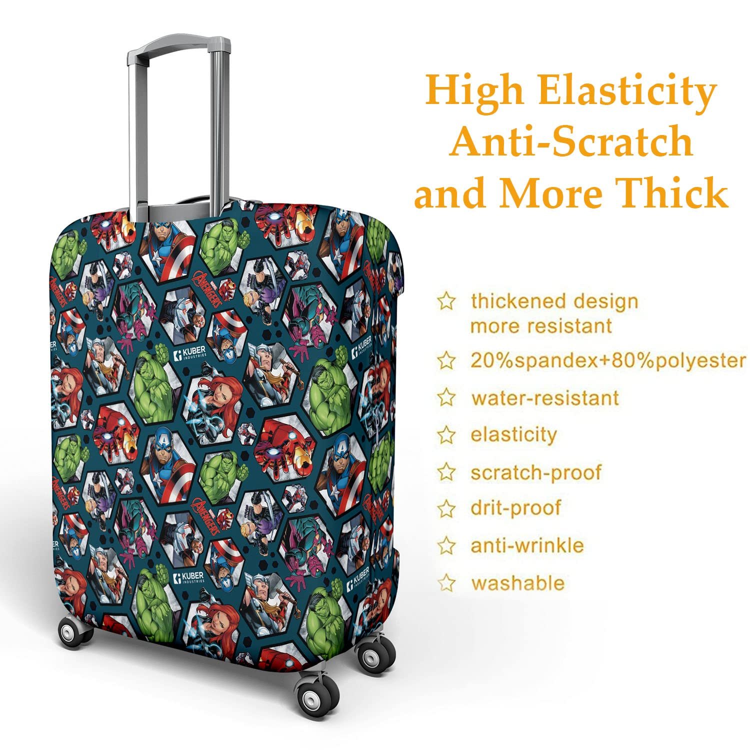 Heart Home Marvel Avengers Luggage Cover|Polyester Travel Suitcase Cover|Washable|Stretchable Suitcase Protector|22-26 Inch|Medium (Blue) - Image 5