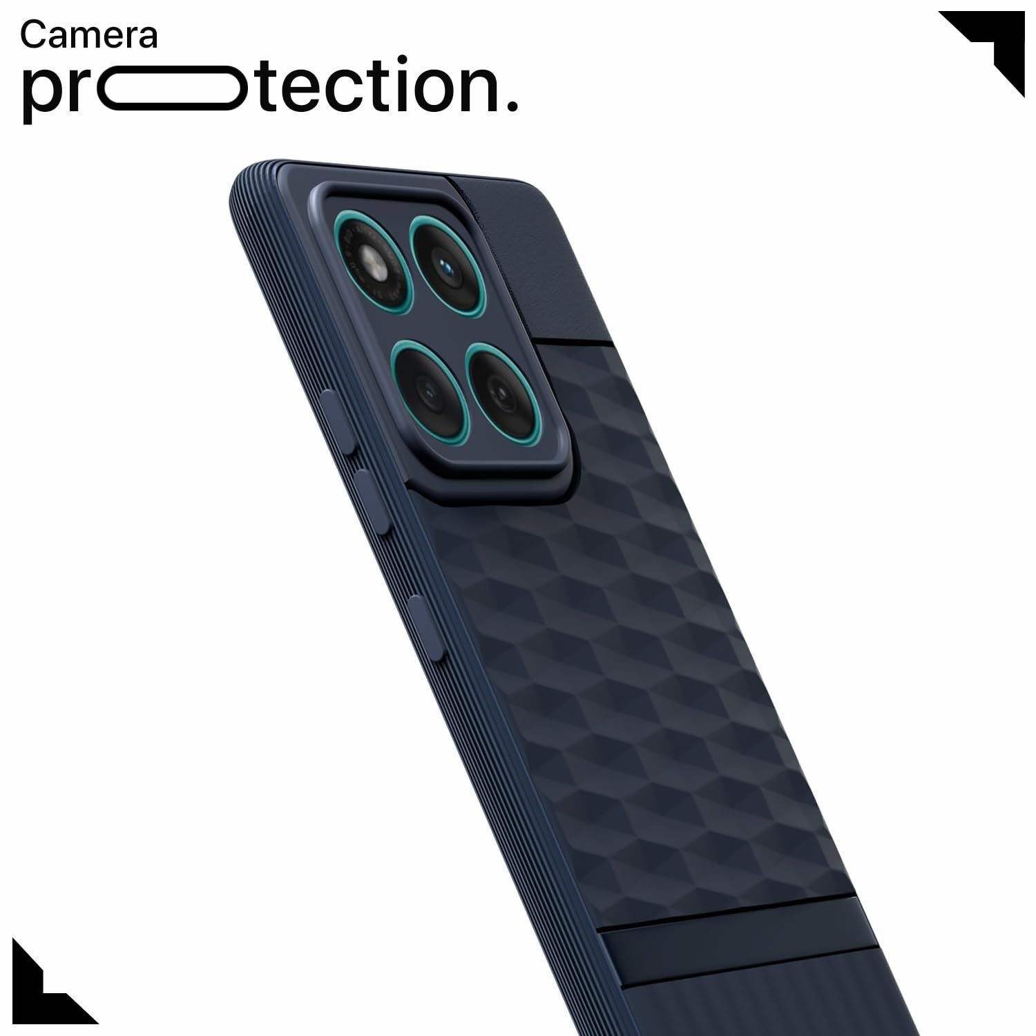 Pikkme Back Cover for Motorola Moto Edge 60 5G / Motorola Moto Edge 60 Fusion 5G Soft Grip 3D Hexa Cube Texture Silicone Bumper Case (Blue) - Image 5